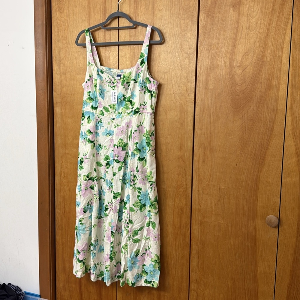 Old Navy Green and Purple Floral Dress